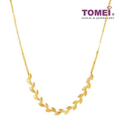 TOMEI LEAF NECKLACE, YELLOW GOLD 916 (WS-YG1431N-1C)