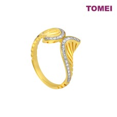 TOMEI DIAMOND CUT HOLLOW ART RING, YELLOW GOLD 916 (DC-YG1047R-2C)