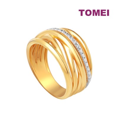 TOMEI DUAL-TONE LAYERED RING, YELLOW GOLD 916 (9O-YG0875R-2C)