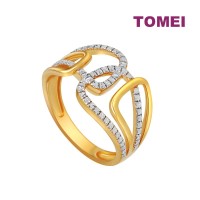 TOMEI ANASTASIA LAYERED RING, YELLOW GOLD 916 (AS-YG0903R-2C)