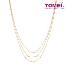 TOMEI THREE-LAYERS NECKLACE , YELLOW GOLD 916 (NN1002-A-2C)