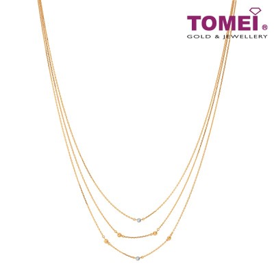 TOMEI THREE-LAYERS NECKLACE , YELLOW GOLD 916 (NN1002-A-2C)